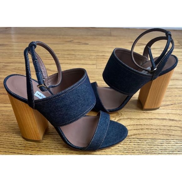 Tabitha Simmons Stevie Denim Block Heel Ankle Wrap Sandal Size 37 - Picture 8 of 12